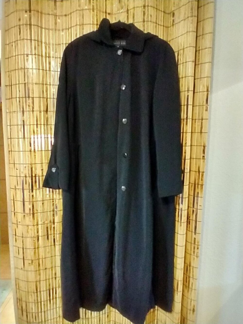 Gallery full-length hooded coat/trench coat in black, size 12